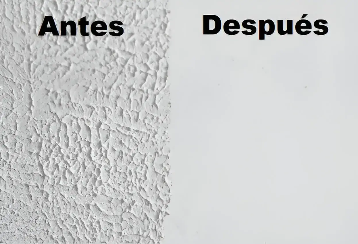 Antes y después de quitar gotelé en pared, trabajo de Los Pintores Alcorcón